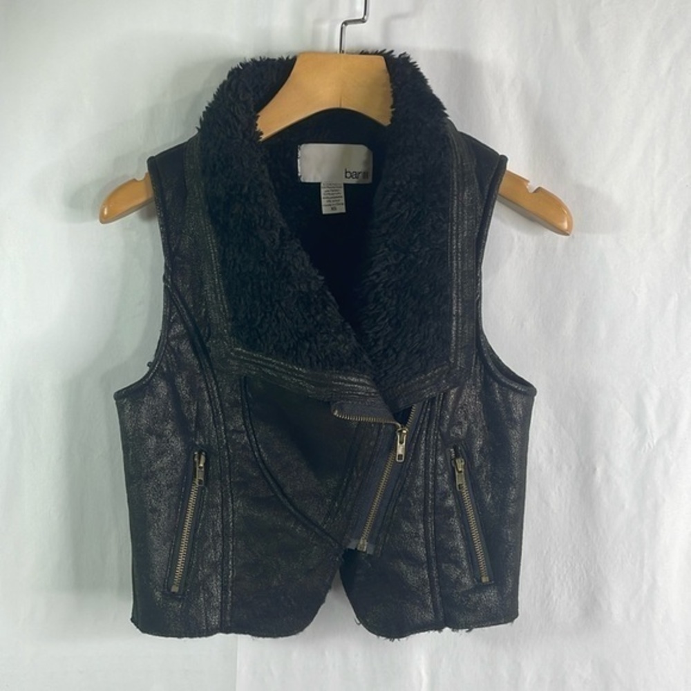 bar III faux leather vest with faux shearling lining